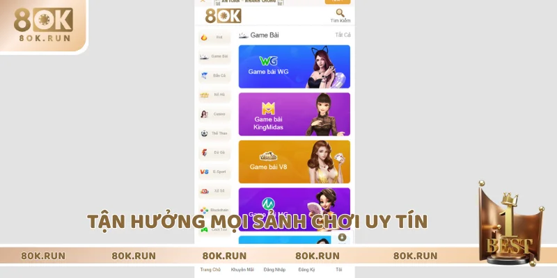 Hàng loạt sảnh cược game bài 8OK chất lượng